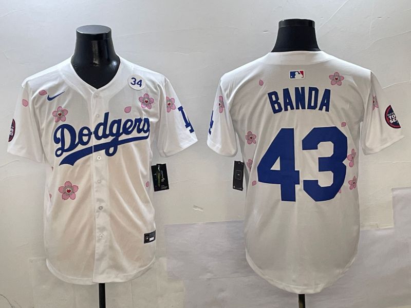 Men Los Angeles Dodgers #43 Banda White Sakura Edition 2025 Nike MLB Jersey style 7->los angeles dodgers->MLB Jersey